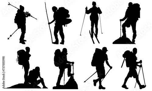 Assorted Hand Drawn Hiker Silhouettes Bundle