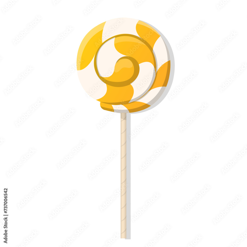 Sweet yellow spiral shape Lollipop cartoon illustration Sweet yellow spiral shape Lollipop cartoon illustration