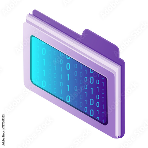 Isometric illustration web computer technology symbol digital document file
