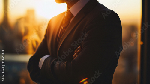 silhouette of a person. Business photo composition, simple business background. Generative AI