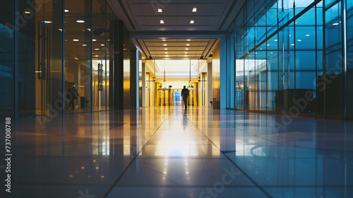 corridor in the airport. Business photo composition  simple business background. Generative AI