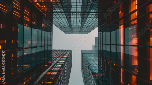 building at night. Business photo composition  simple business background. Generative AI