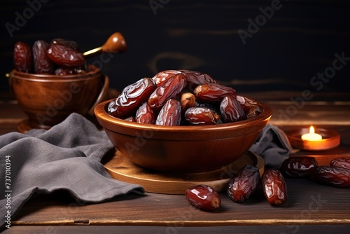 a bowl of dates on the table, breaking the fast with dates