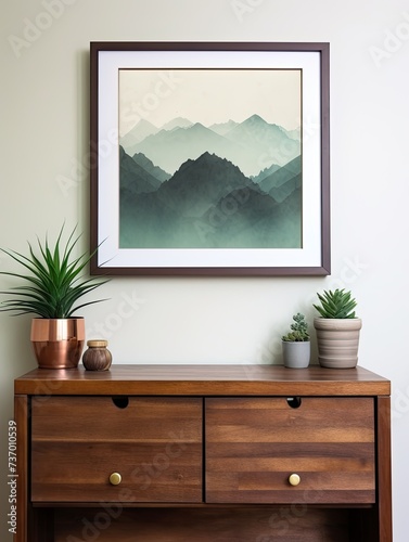 Muted Watercolor Mountain Ranges Framed Print  Bordered Peak Design
