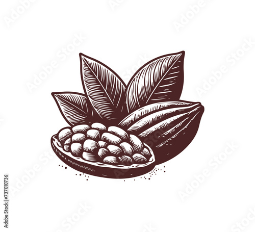 cacao hand drawn vector illustration cocoa bean photo