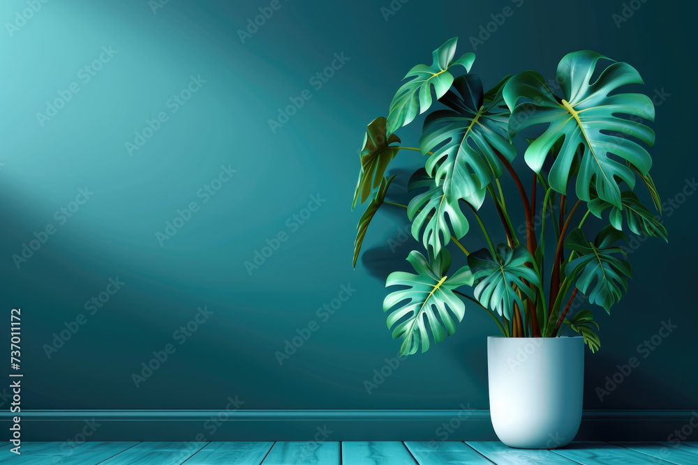 Potted plant placed on wooden floor. Suitable for interior design and home decor themes Potted plant placed on wooden floor. Suitable for interior design and home decor themes