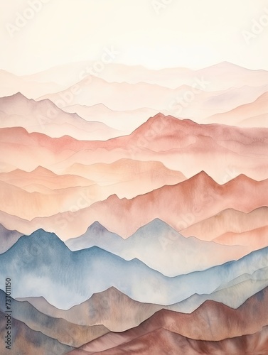Muted Watercolor National Park Print: Famous Ranges in Mountain Ranges