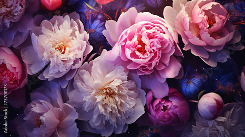 Peonies abstract summer background © Black