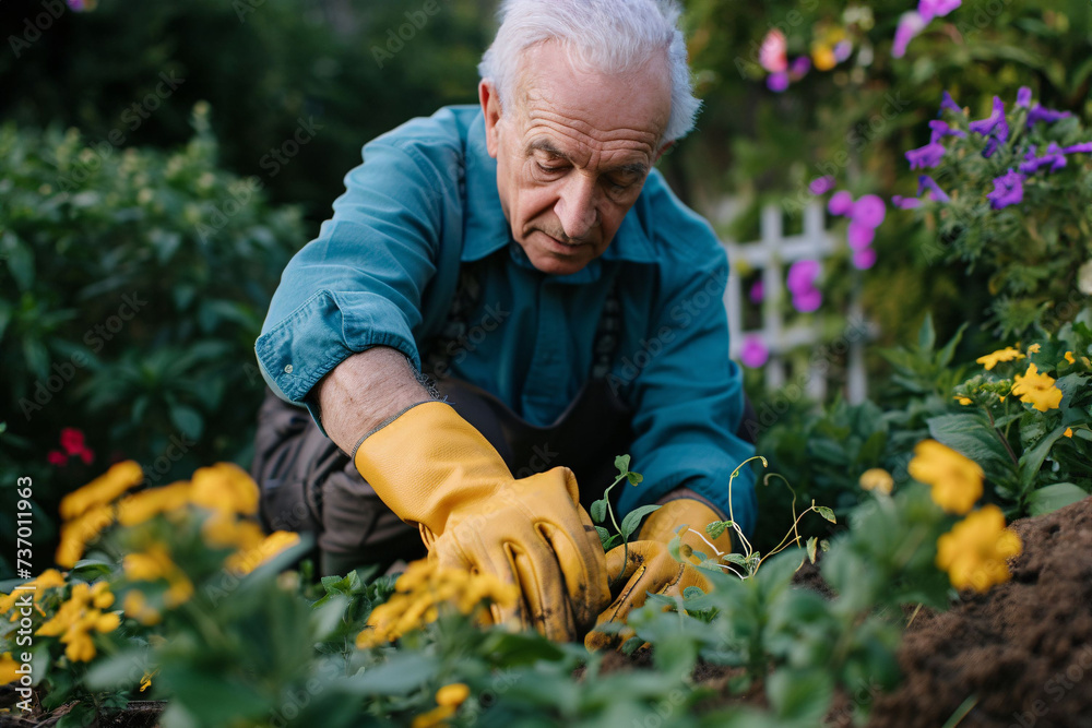 Fototapeta premium Senior Woman Gardening and Planting
