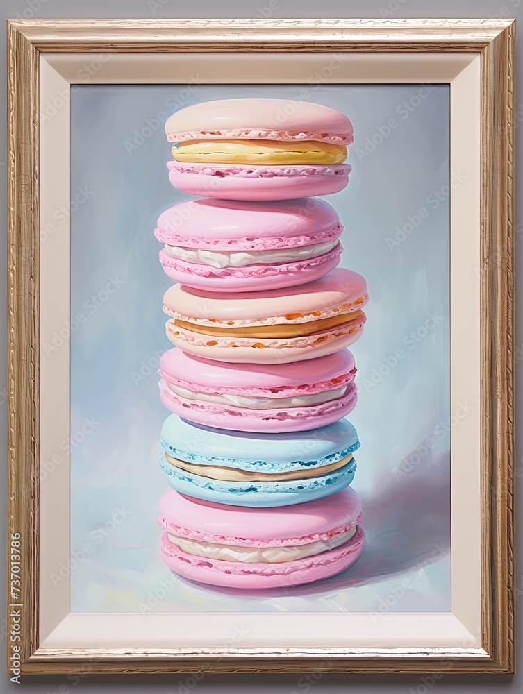 Fotografía Pastel Parisian Macaron Towers Framed Print - Delicate Macaron Arrangements