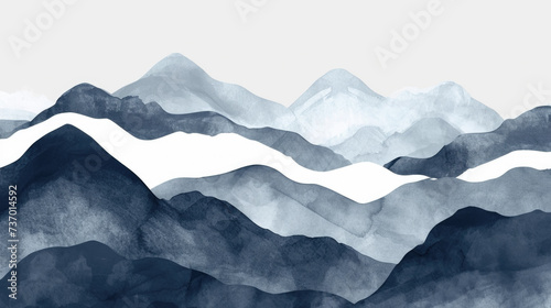 Beautiful watercolor painting depicting majestic mountain range. Perfect for adding touch of nature and serenity to any space