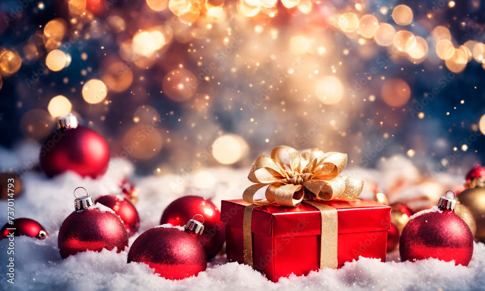 Christmas gifts on a beautiful background. Selective focus.