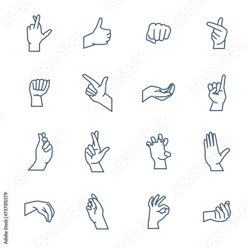Hand gesture line icon.  photo