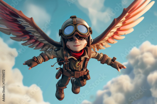 Flying game character background 3d stylish wallpaper illustration 
