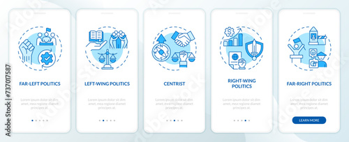 Bild auf Leinwand Political polarization blue onboarding mobile app screen