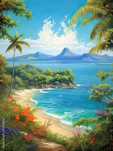 Turquoise Caribbean Shorelines - Tropical Paradise Canvas Print Landscape