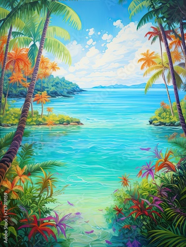 Turquoise Caribbean Shorelines: A Remote Tropical Paradise - Stunning Island Artwork