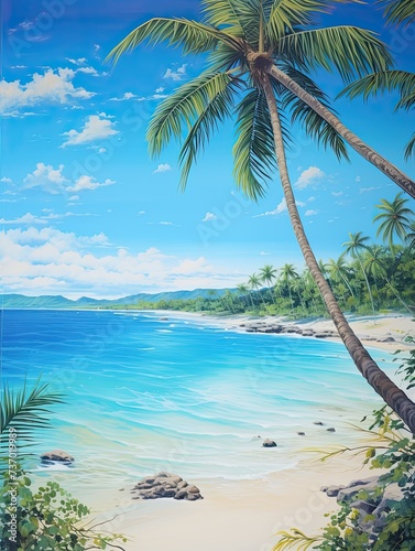 Turquoise Caribbean Shorelines: Panoramic Beach Scenic Vista Decor