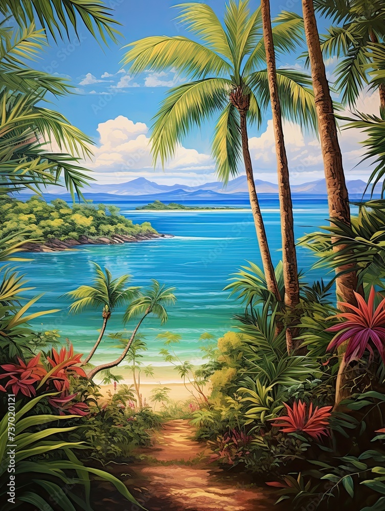 Turquoise Caribbean Shorelines: Panoramic Island View of Scenic Vista
