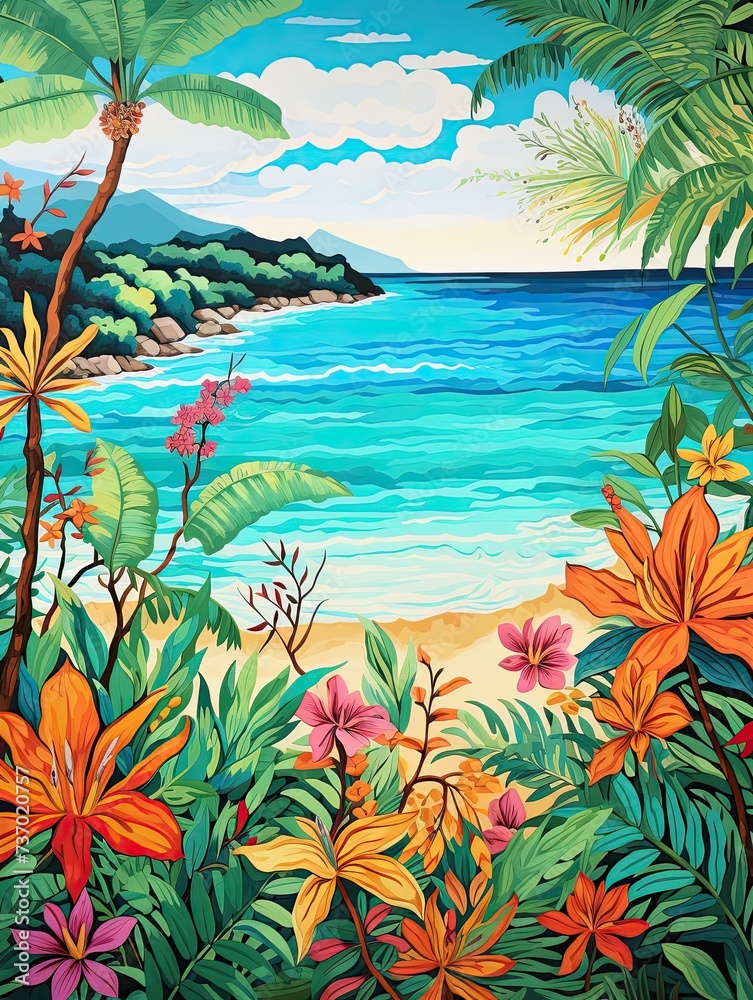 Vibrant Turquoise Caribbean Shorelines: Festive Island Mood Explodes
