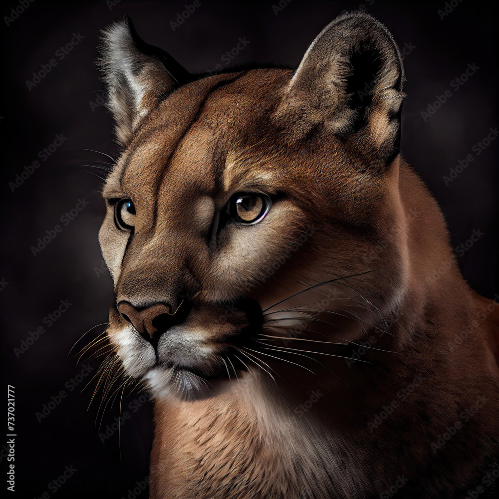 Obraz premium Majestic Cougar Portrait in Professional Studio Setting