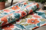 Botanical Bloom: Digital Floral Print on Cambric. Exquisite Floral Cotton Cambric: Seamless Elegance
