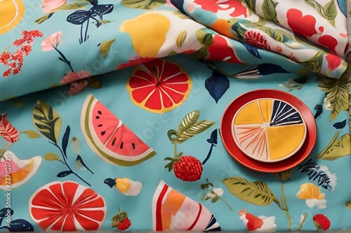 Botanical Beauty: Seamless Summer Fabric. Floral Delight: Breathable Cotton Cambric Fabric photo