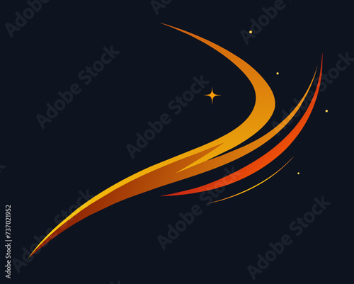 space background comet meteor shower sky stars planet futuristic science bright beautiful vector illustration