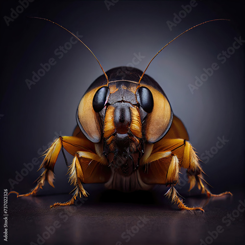 Close-Up Pennsylvania Wood Cockroach Portrait in Studio photo