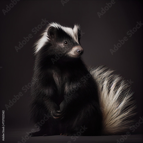 Elegant Skunk Portrait with Artistic Studio Lighting
