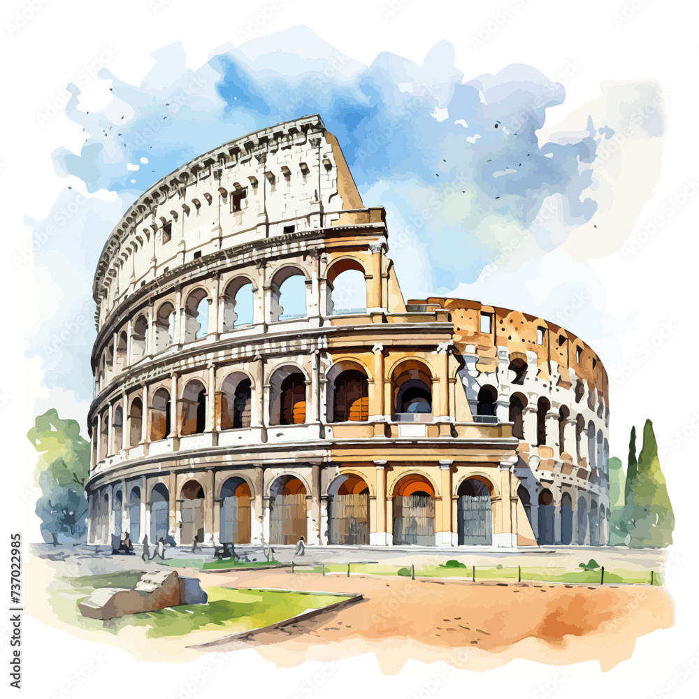 Piazza Del colosseo watercolor. Vector illustration desig