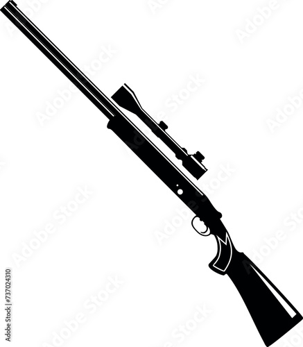 Hunting Rifle with Optical Sight Isolated Icon in Flat Style. Vector Illustration.