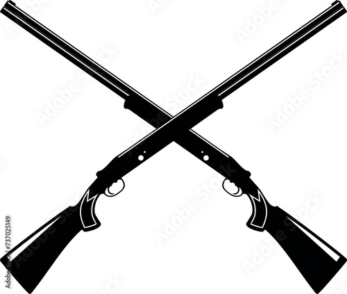 Crossed Hunting Rifles Isolated Icon in Flat Style. Vector Illustration.