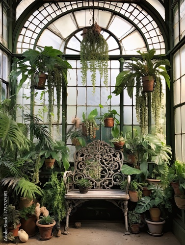 Victorian Greenhouse Botanicals: Lush Plant Conservatory Wall Art