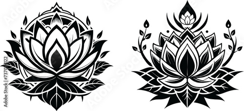 Set of lotus flower logo icon photo