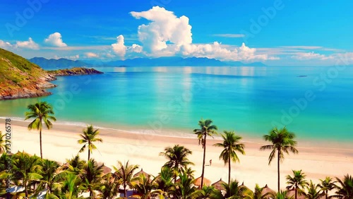 tropical island with palm trees