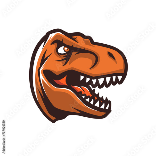 t-rex mascot logo flat color