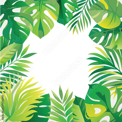 Tropical leaves frame border blank card