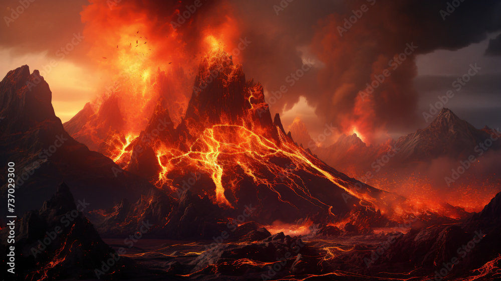 Volcanic eruption lava