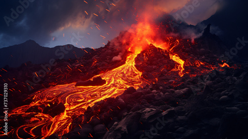 Volcanic eruption lava