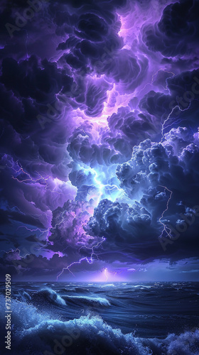 Purple gradient mystical moonlight sky with clouds and stars, decorative banner with copy space, phone background wallpaper, ai generated