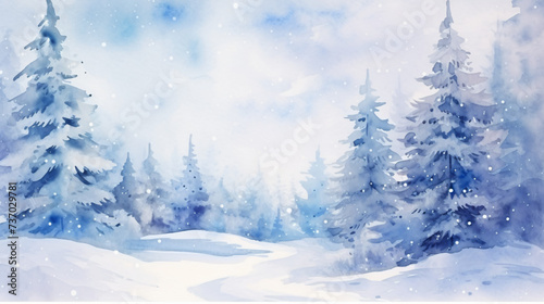 watercolor landscape winter