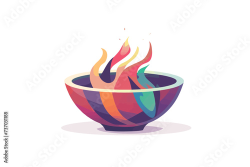 colorful ashes in a ceremonial dish isolated vector style photo