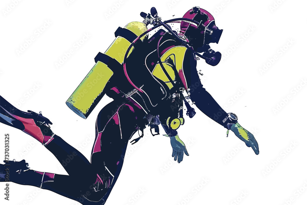 scuba diving isolated vector style