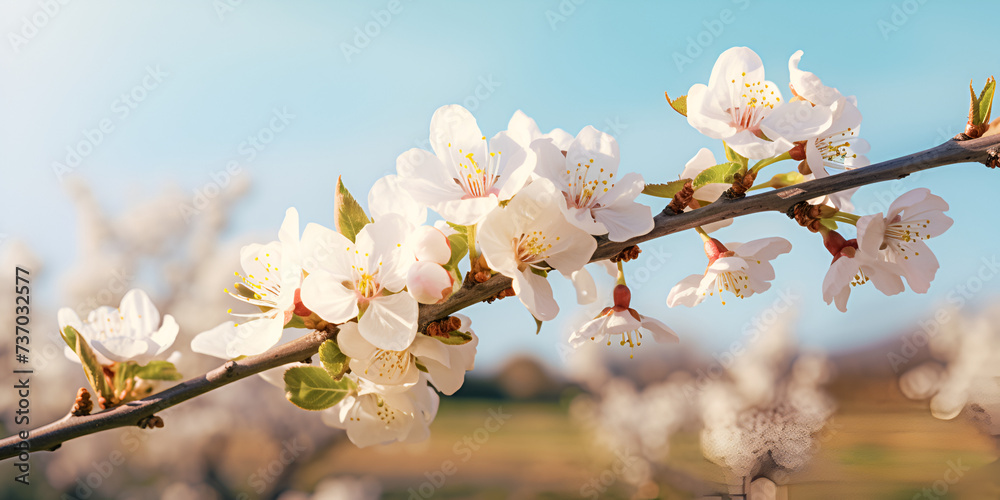 Beautiful blooming almond tree branches generated ai