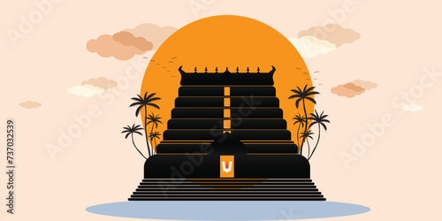 Kerala Thiruvananthapuram padmanabhaswamy temple conceptual vector illustrator.