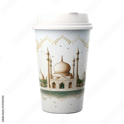 Beautiful ramadan coffee cuo  isolated on transparent background photo