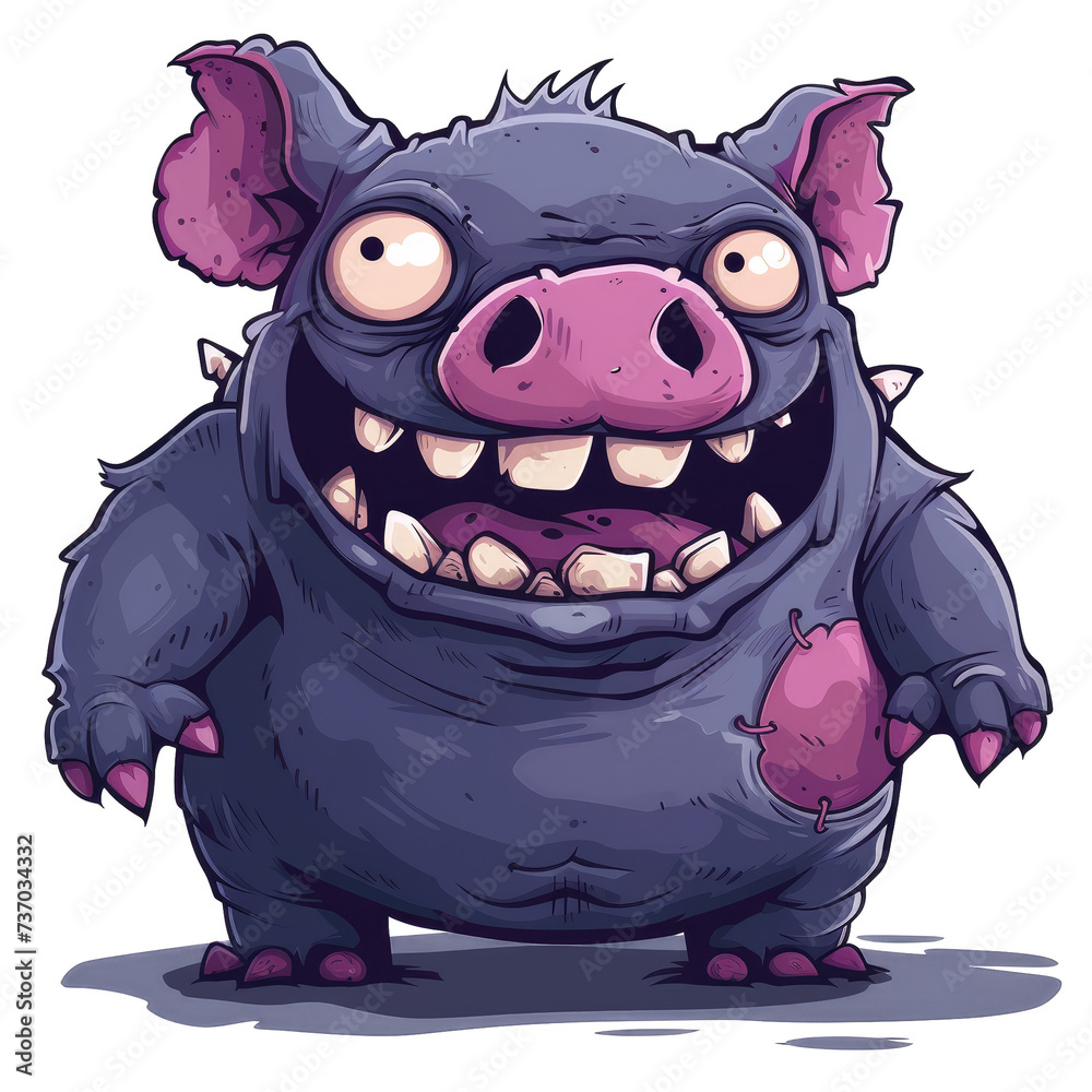 pig monster character design, t-shirt design illustration, transparent background, AI generated images pig monster character design, t-shirt design illustration, transparent background, AI generated images