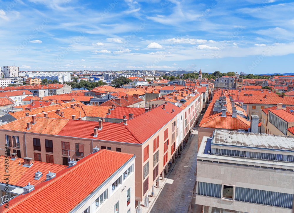Zadar, Croatia. Panoramic view of the old city from above.