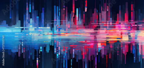 Data visualization. Futuristic abstract background. Future technology. Abstract geometric background. Futuristic wave. Light effect. Wave flow. dynamic glitch effect.